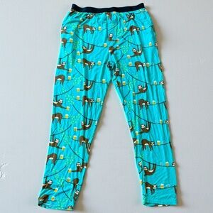 Earthbound Trading SLOTH BEER Green SLEEPWEAR Pajama Bottoms Pants Size Large